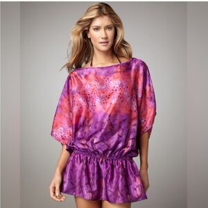Luxe by Lisa Vogel Silk Fuschia Top/ Dress Coverup